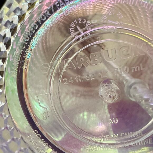 Starbucks 24 Oz Venti Iridescent Unicorn Studded Grid Tumbler 2021 With Straw - Picture 3 of 6